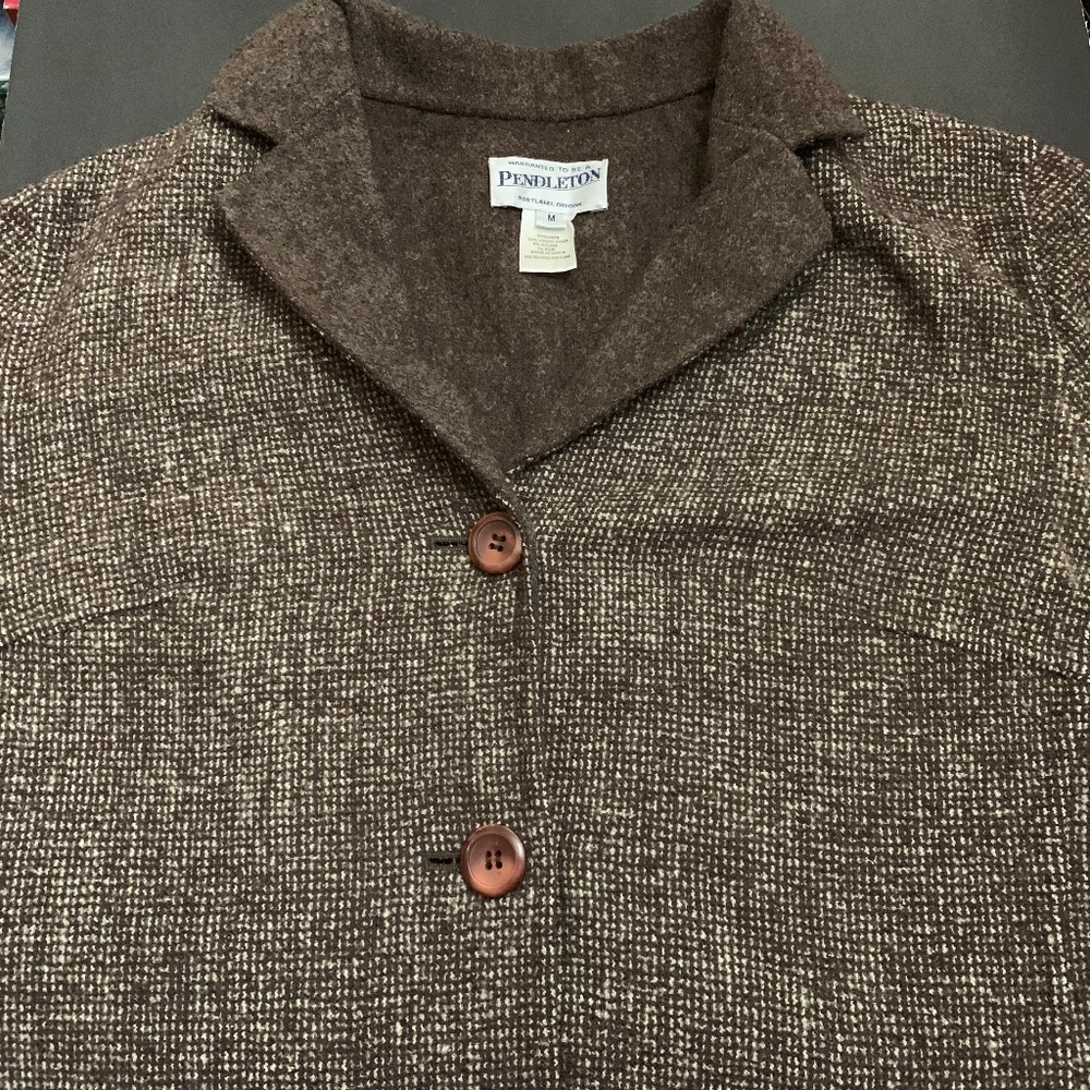 Pendleton Wool Button-Front Coat Speckled Brown - image 1